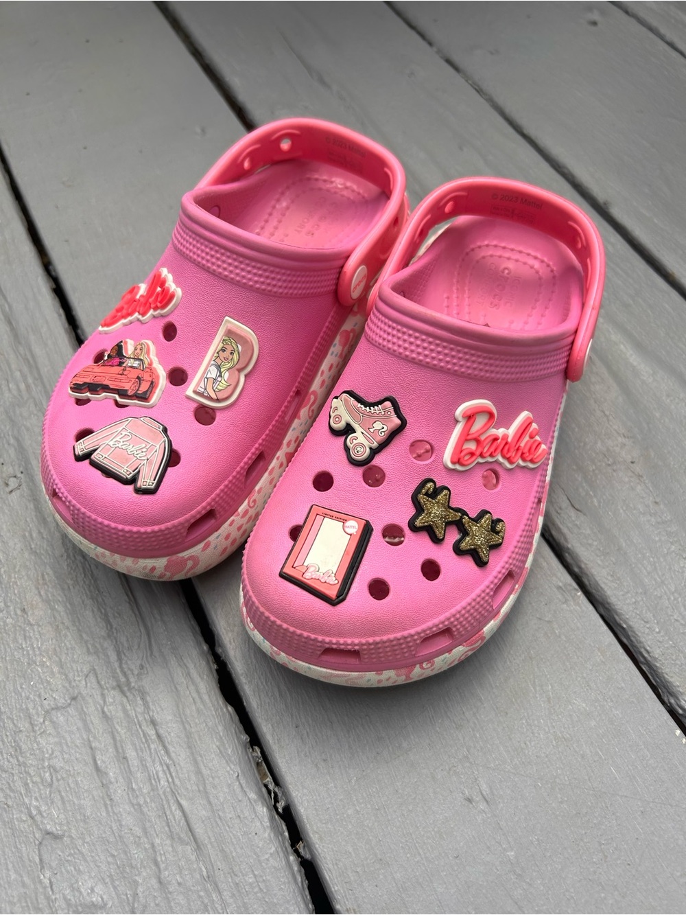CROCS Kids Pink Slip-On Clogs with Decorative Charms